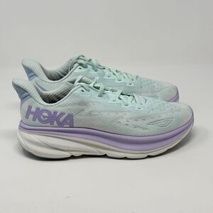 Hoka One One Clifton 9 Womens 9 Blue Green Lilac Running Shoes Sneakers